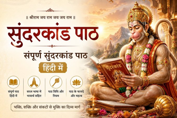 संपूर्ण सुन्दरकाण्ड पाठ — दोहा-चौपाई व लाभ